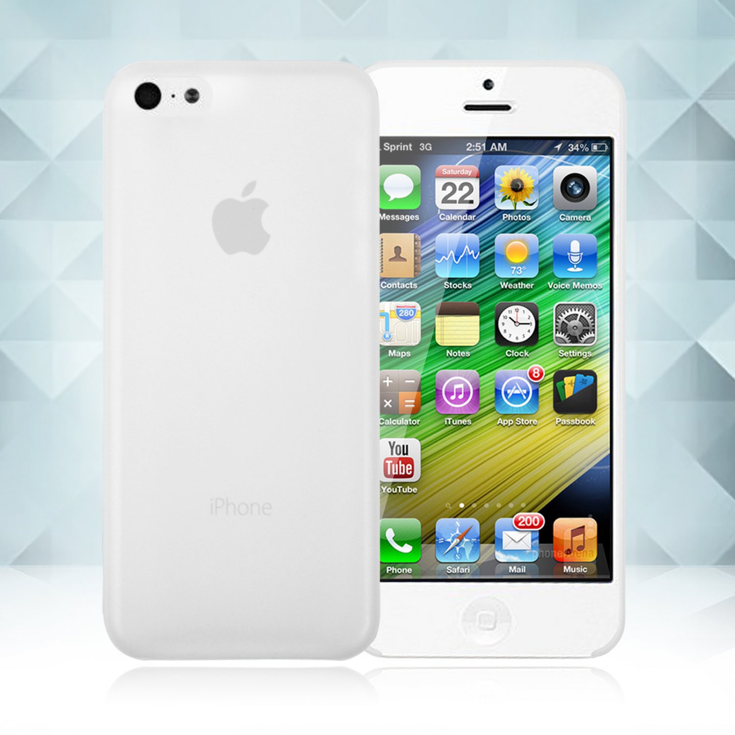 0.3mm Ultra Thin Matte Frosted Clear Soft TPU Back Case Cover Fr Apple iPhone 5C(COLOR WHITE
