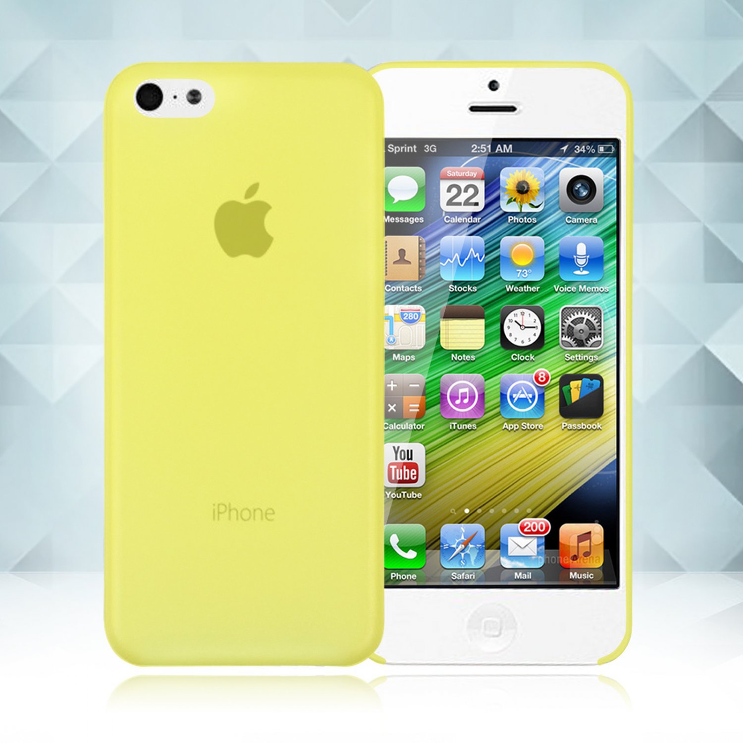 0.3mm Ultra Thin Matte Frosted Clear Soft TPU Back Case Cover Fr Apple iPhone 5C(COLOR YELLOW
