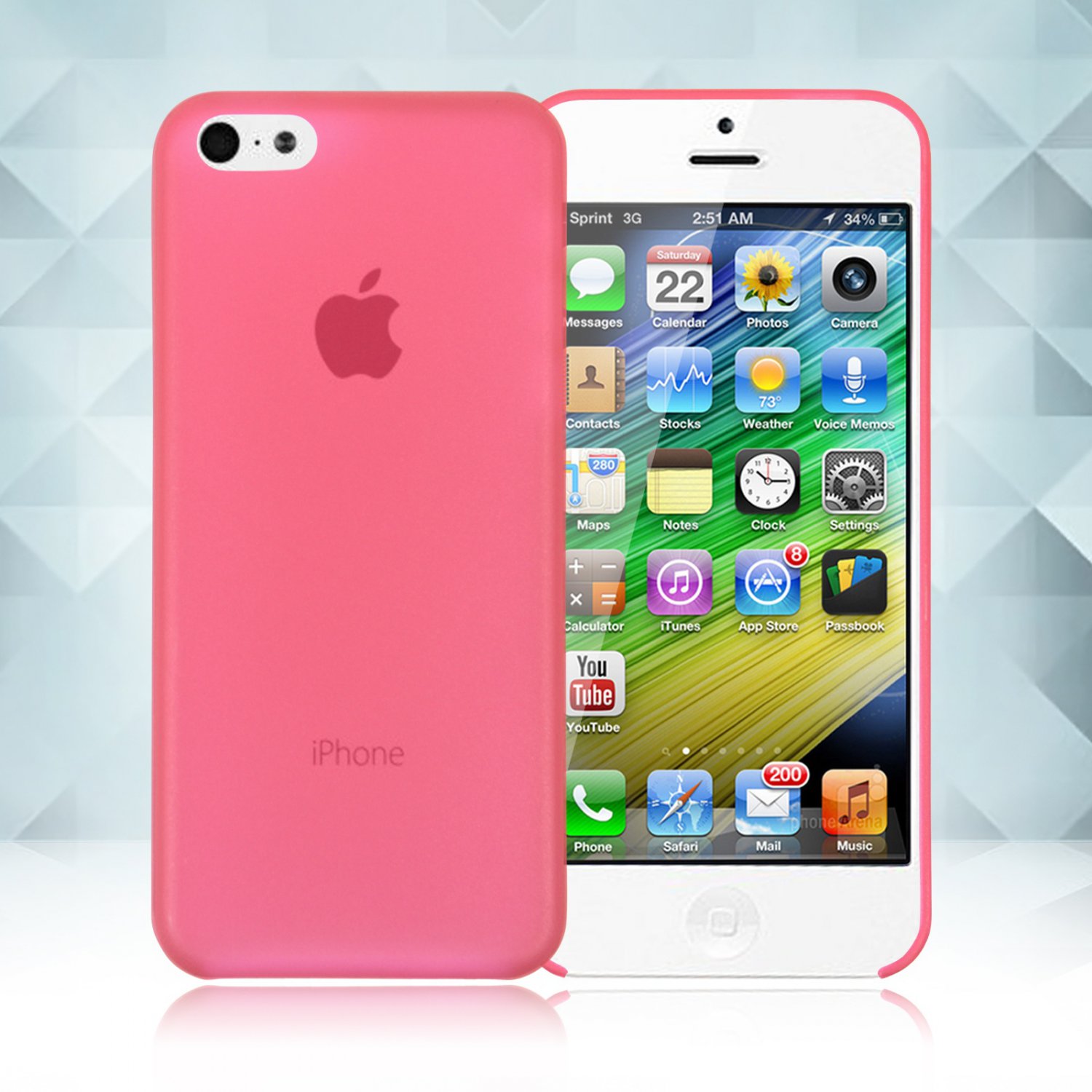 0.3mm Ultra Thin Matte Frosted Clear Soft TPU Back Case Cover Fr Apple iPhone 5C(COLOR RED
