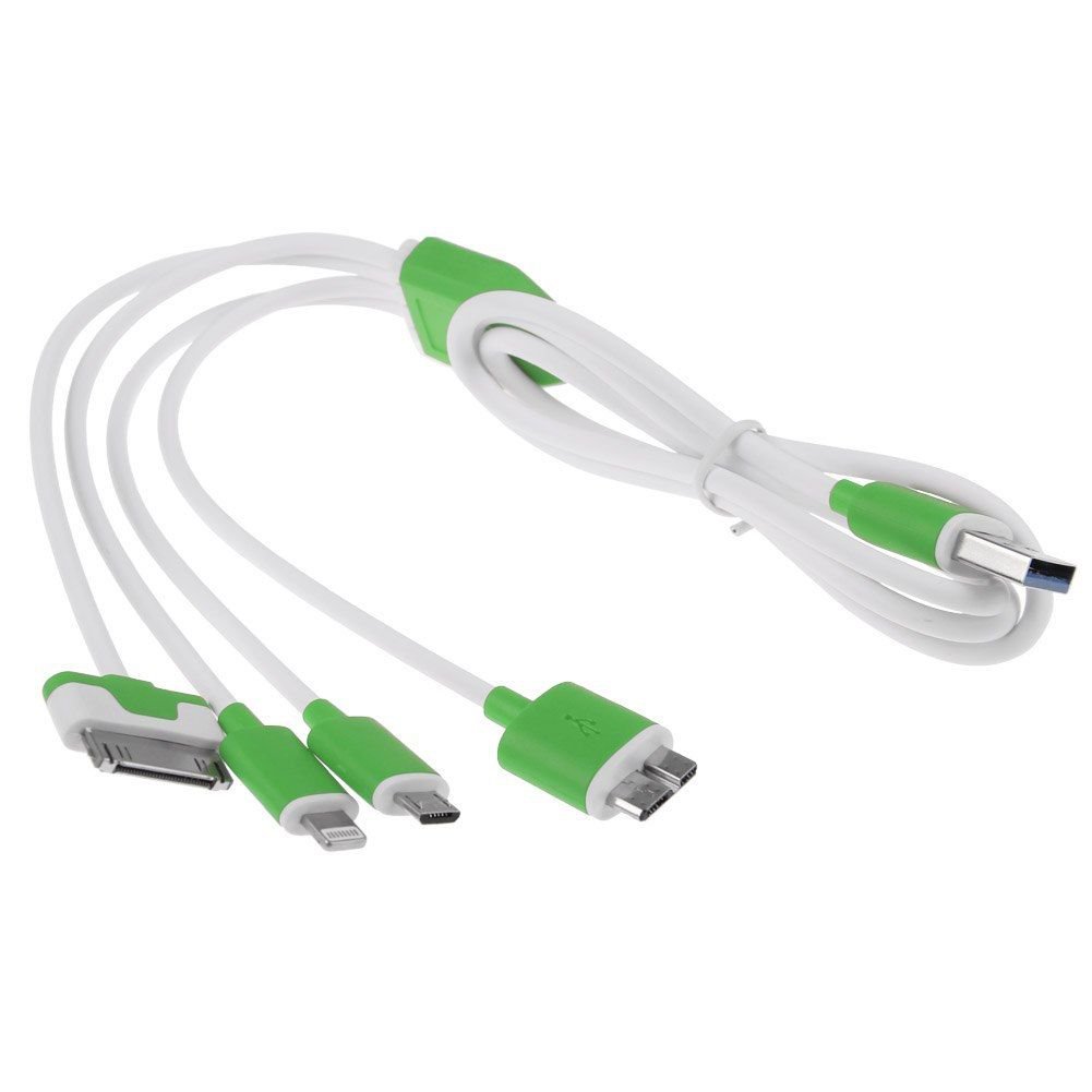 4in1 Micro USB Charger Charging Cable for iPhone 6 5 5S iPod Samsung S4 HTC LG(COLOR GREEN