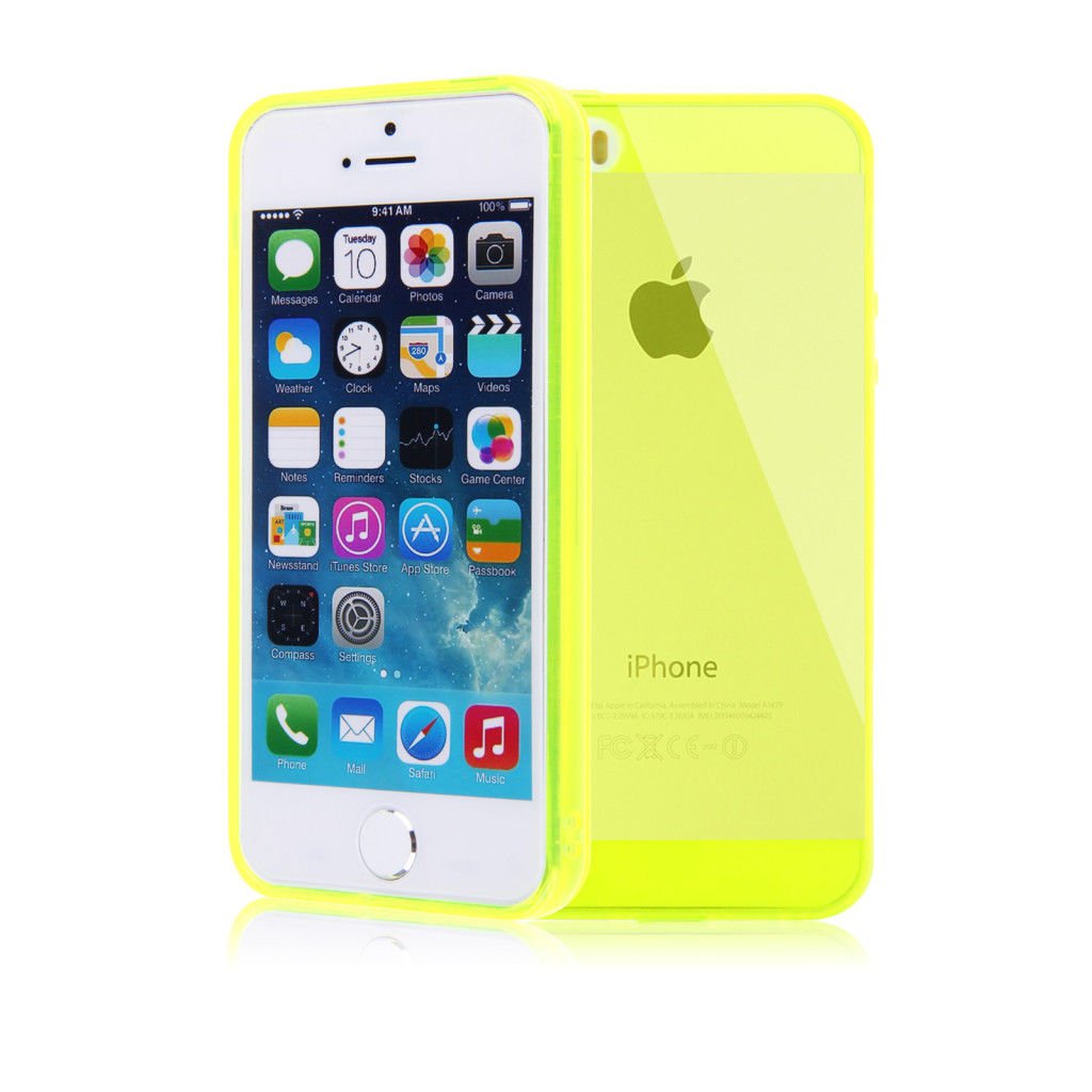 Color Slim Clear Transparent JELLY TPU Gel Soft Skin Case Cover For iPhone 5 5S ( COLOR YELLOW