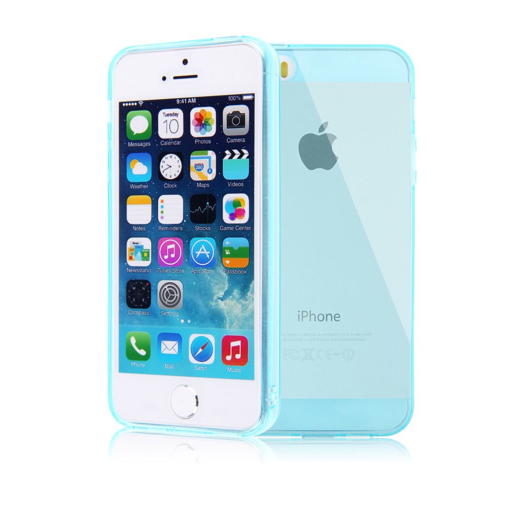 Color Slim Clear Transparent JELLY TPU Gel Soft Skin Case Cover For iPhone 5 5S ( COLOR LIGHT BLUE