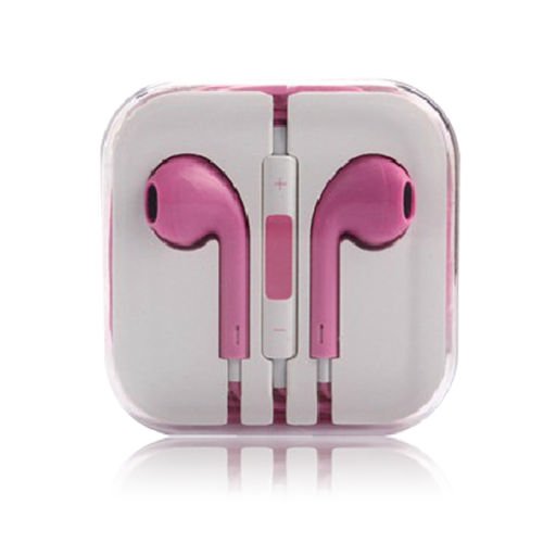 3.5mm Earphone Earbuds Headset HeadPhone w/ Remote Mic for iPhone 5 5S 5C 4G 4S (COLOR PINK