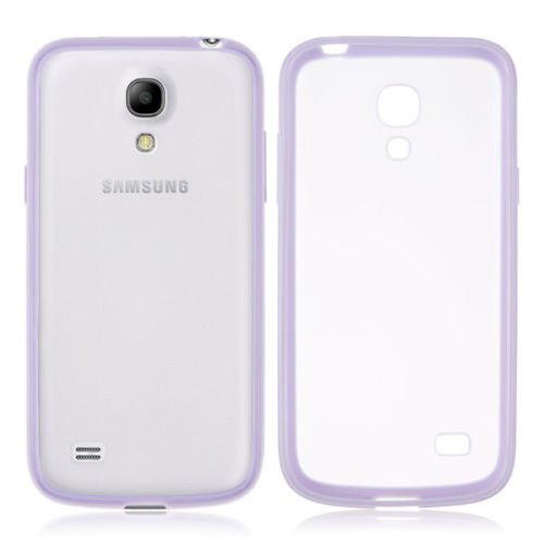 TPU Bumper Frame Matte Clear Back Cover Case for Samsung Galaxy S4 IV Mini i9190 ( COLOR PURPLE