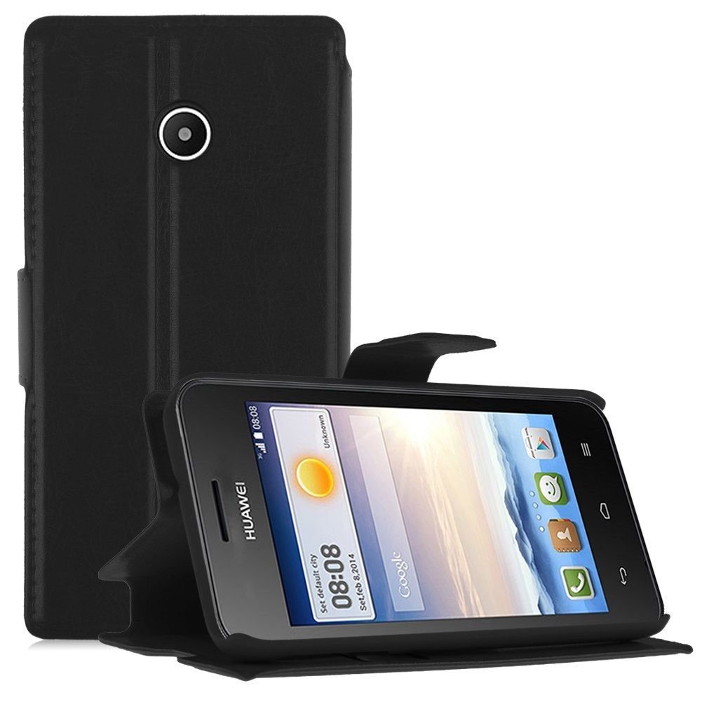 Wallet Card Holder Flip PU Leather Stand Case Cover Pouch for Huawei Ascend Y330 ( COLOR BLACK