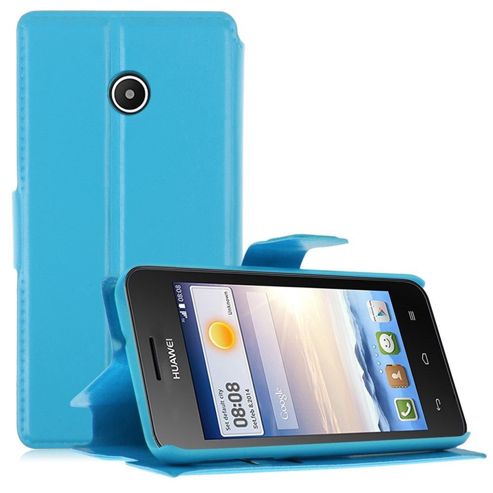 Wallet Card Holder Flip PU Leather Stand Case Cover Pouch for Huawei Ascend Y330 ( COLOR LIGHT BLUE