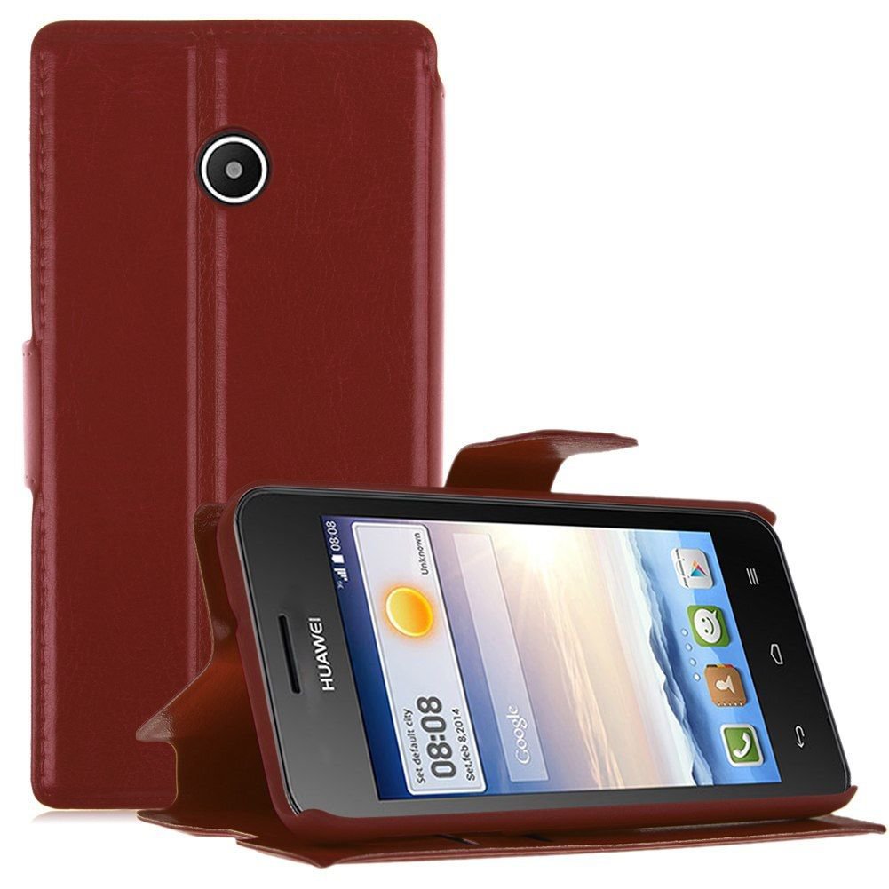 Wallet Card Holder Flip PU Leather Stand Case Cover Pouch for Huawei Ascend Y330 ( COLOR BROWN