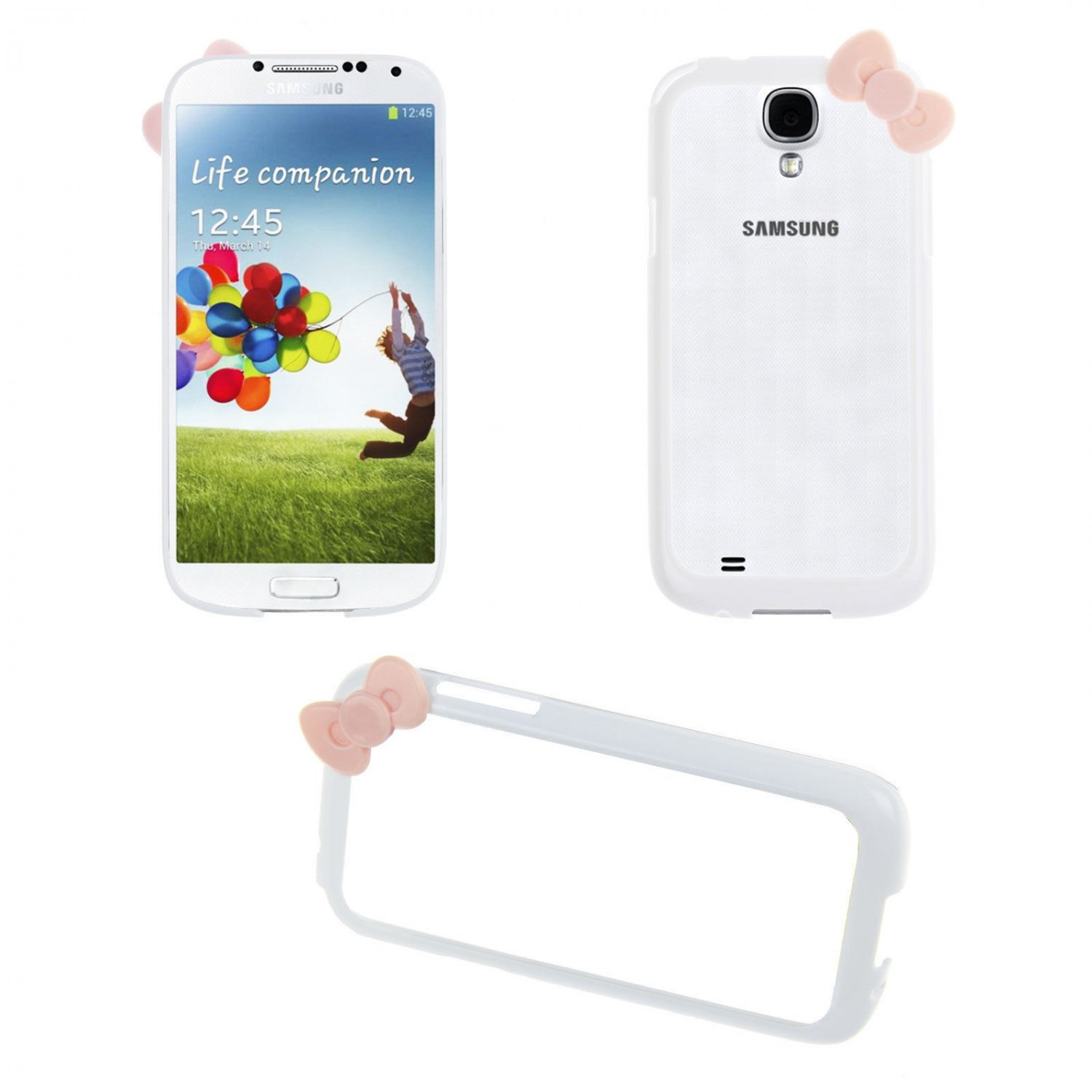 Bowknot Hard PC Bumper Frame Cover Case for Samsung Galaxy S4 SIV i9500(COLOR WHITE