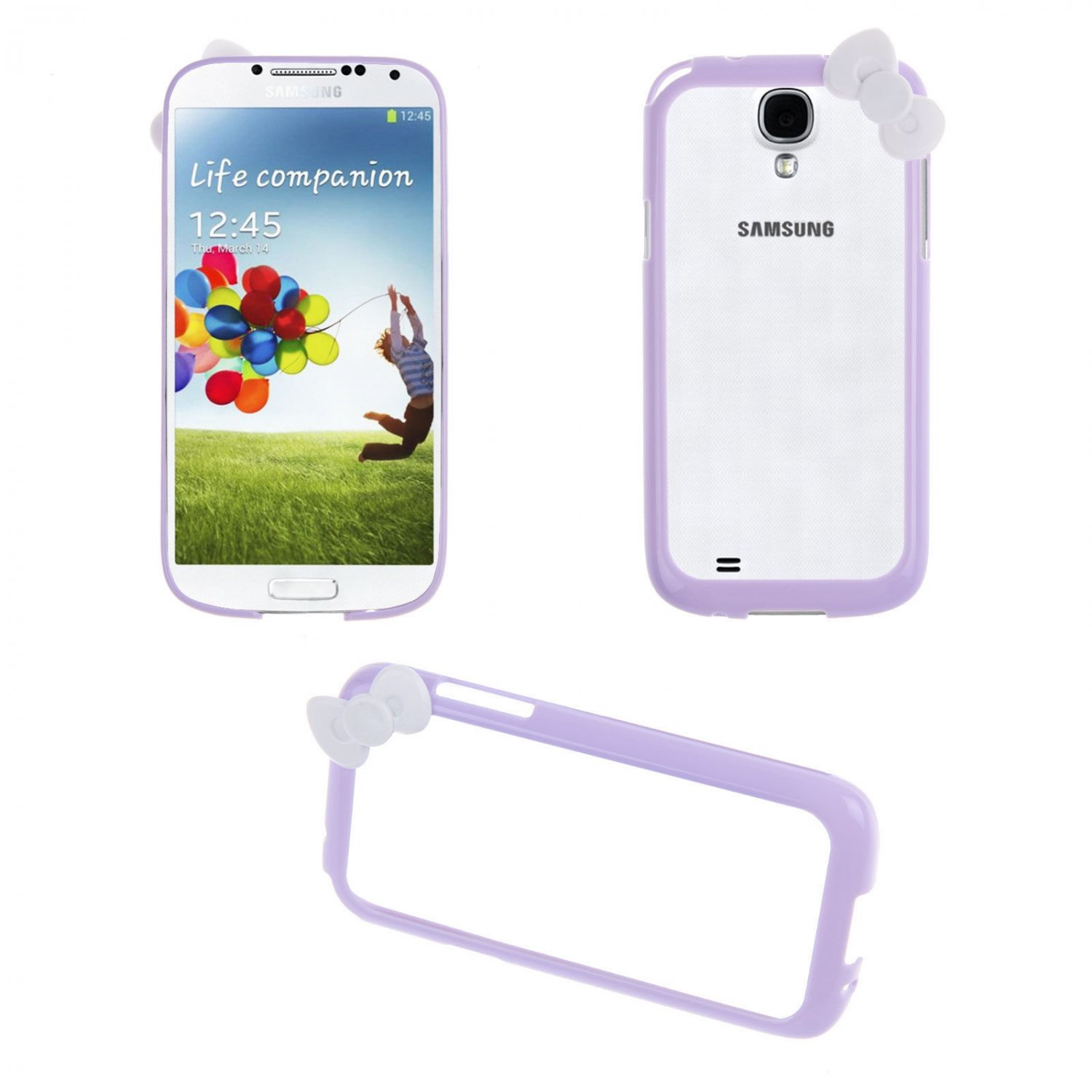 Bowknot Hard PC Bumper Frame Cover Case for Samsung Galaxy S4 SIV i9500(COLOR PURPLE