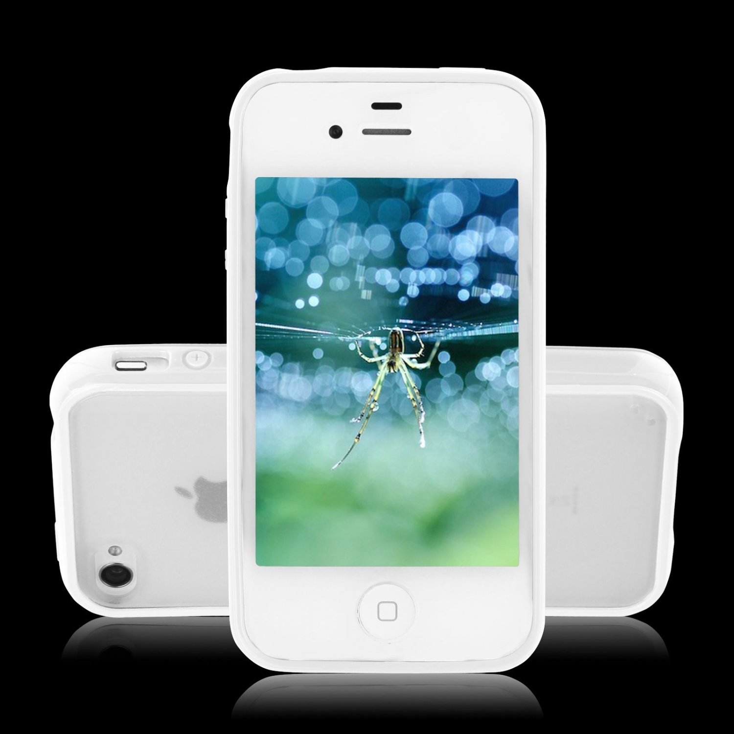 TPU Bumper Frame Matte Frosted Clear Back Cover Hard PC Case for iPhone 4 4G 4S(COLOR WHITE