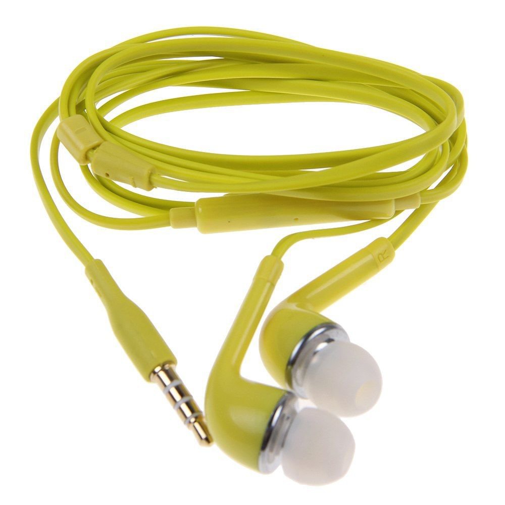 3.5mm Stereo In-ear Headphone Earphone Headset w/ Volume Control Mic for Samsung( COLOR YELLOW