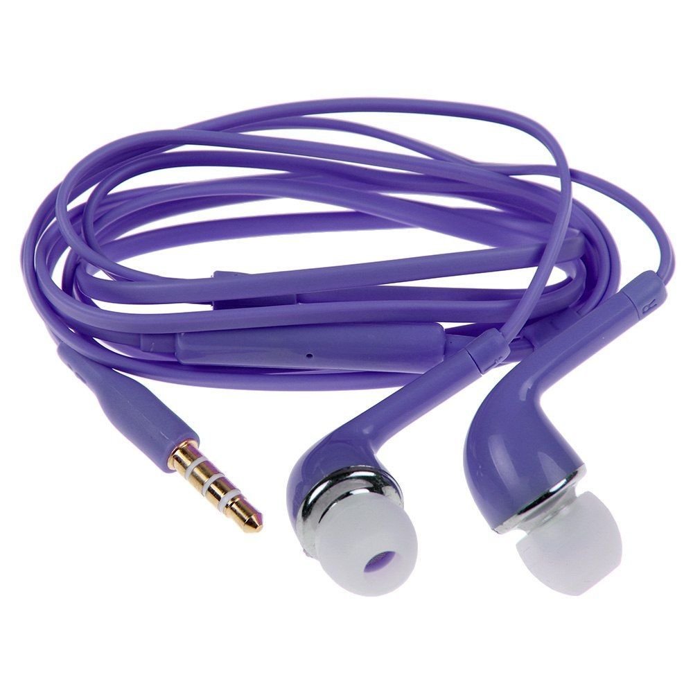 3.5mm Stereo In-ear Headphone Earphone Headset w/ Volume Control Mic for Samsung( COLOR PURPLE