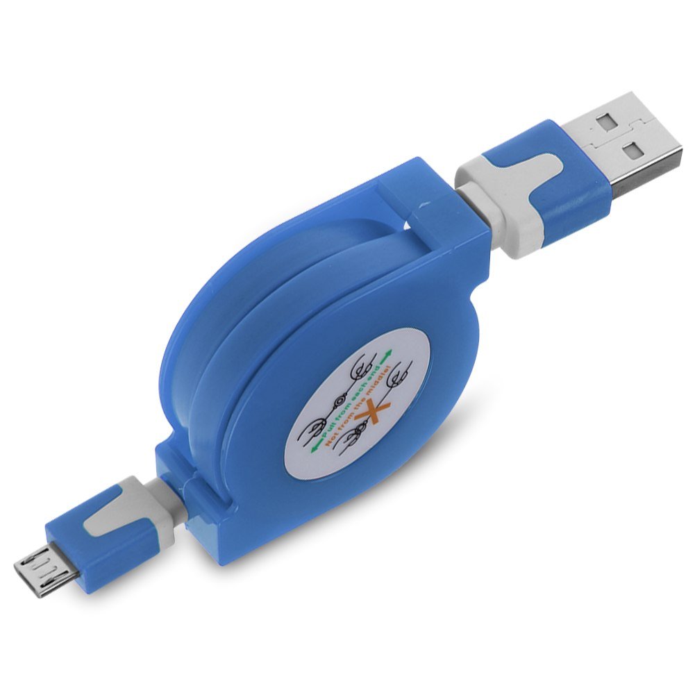 Retractable Micro USB Charger Charging Sync Data Cable for Android Smart Phones( COLOR BLUE