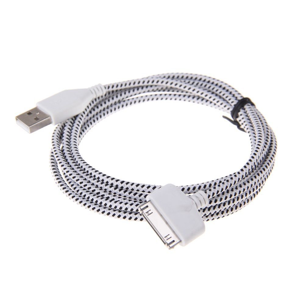 3M Braided USB Sync Data Charging Charge Cable Cord for iPhone 4 4G 4S iPod( COLOR WHITE
