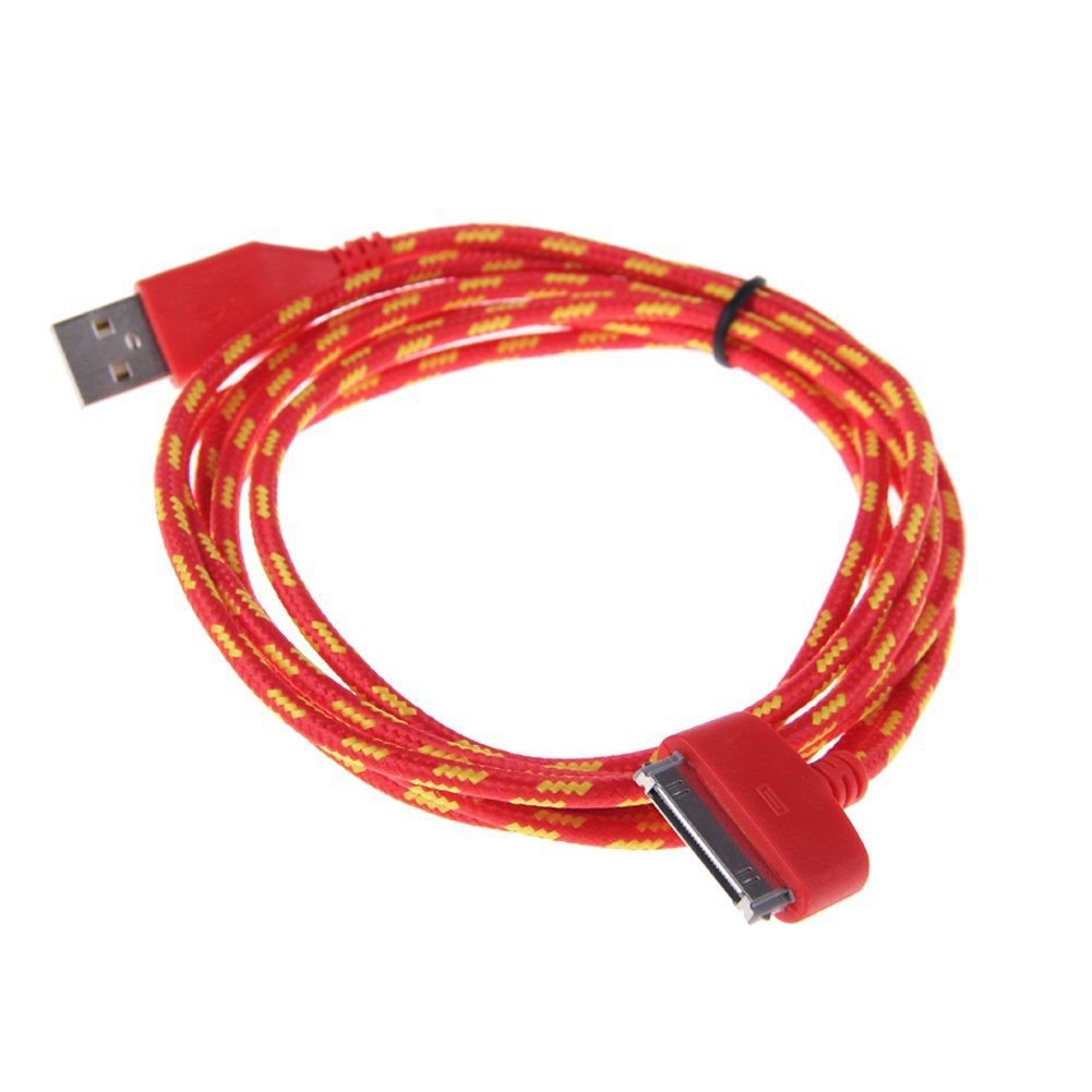 3M Braided USB Sync Data Charging Charge Cable Cord for iPhone 4 4G 4S iPod( COLOR RED