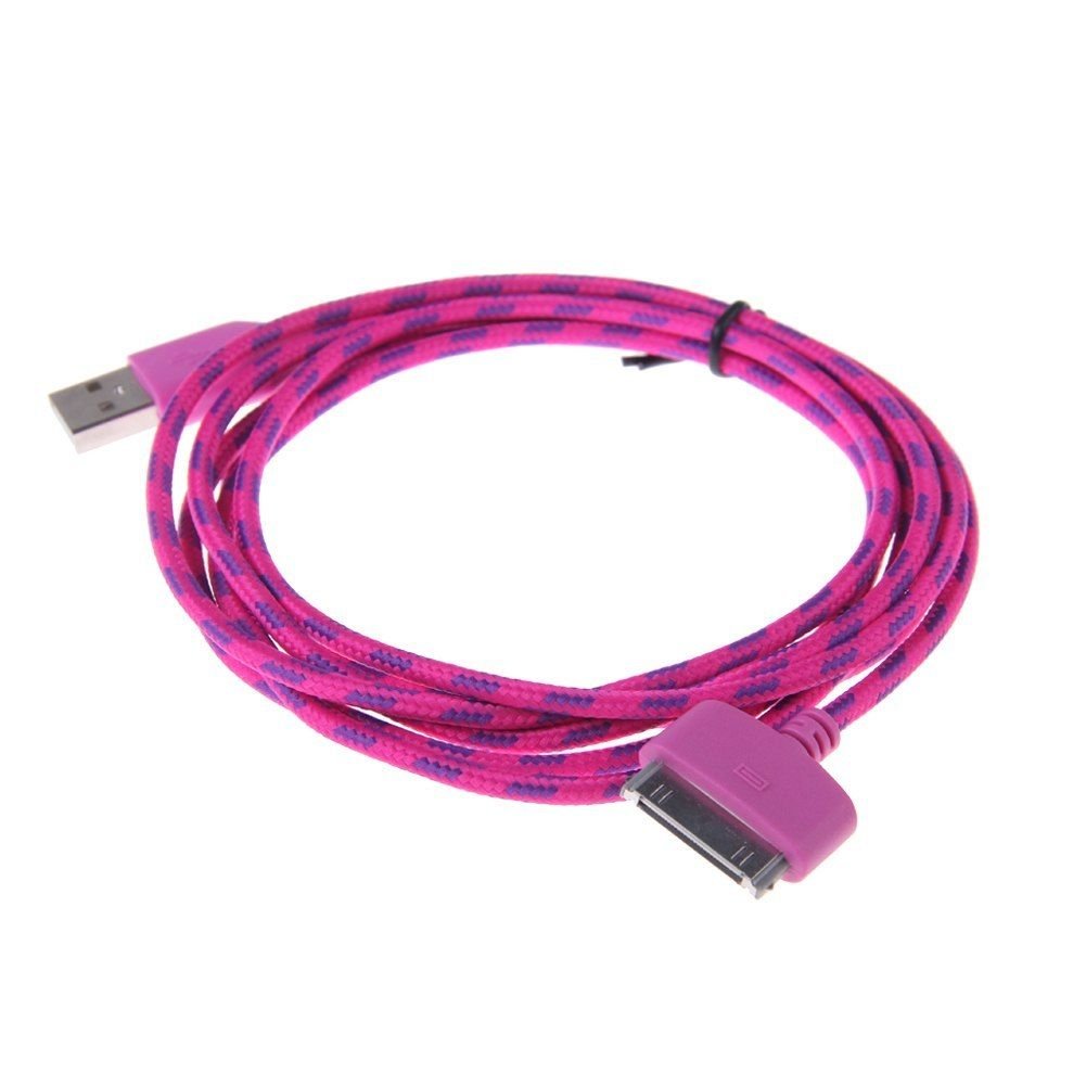 3M Braided USB Sync Data Charging Charge Cable Cord for iPhone 4 4G 4S iPod( COLOR ROSE