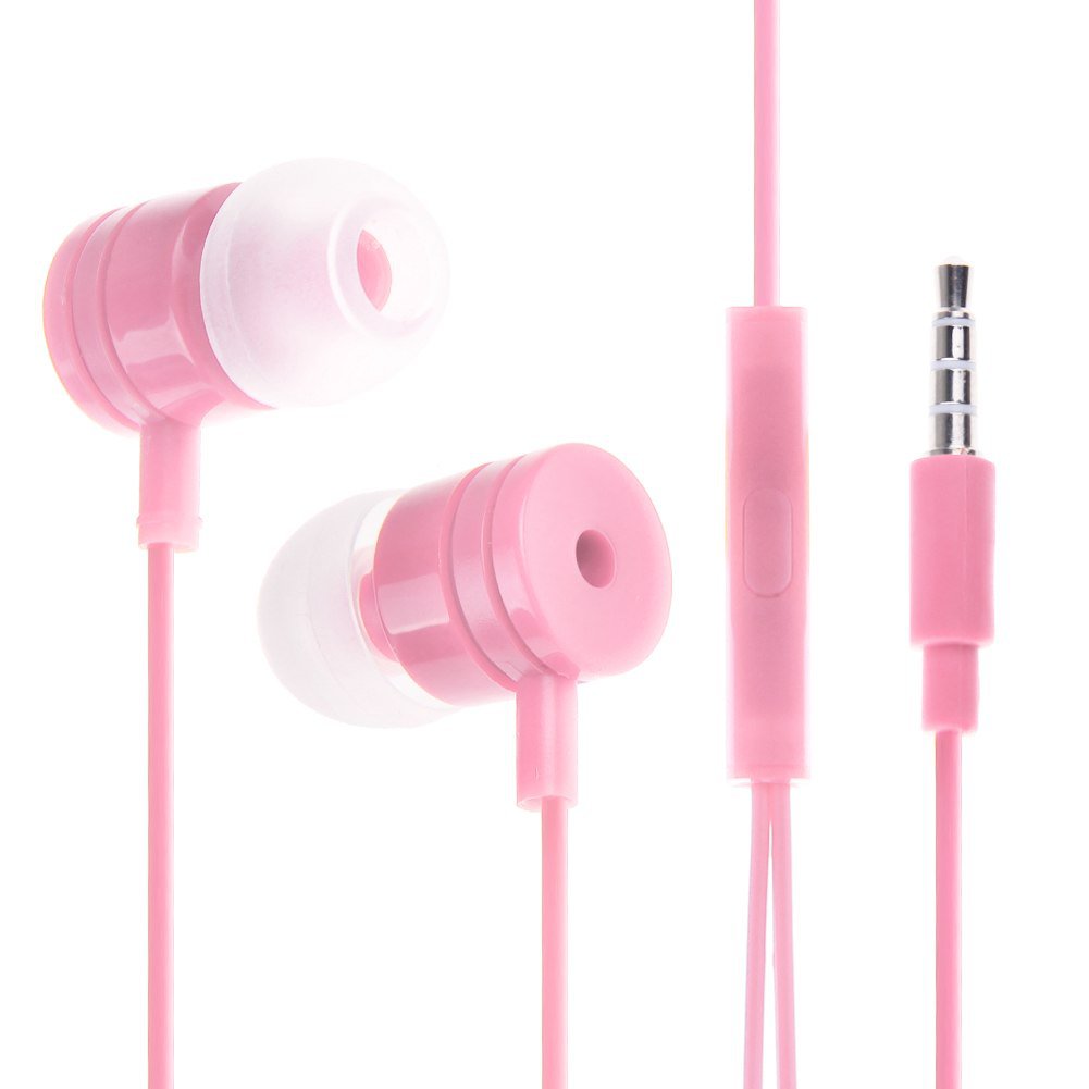 3.5mm In Ear Headphone Earphone Headset Earbud + Mic for iPhone iPod Samsung PC(COLOR PINK
