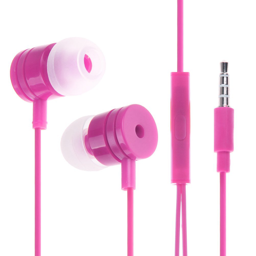 3.5mm In Ear Headphone Earphone Headset Earbud + Mic for iPhone iPod Samsung PC(COLOR ROSE