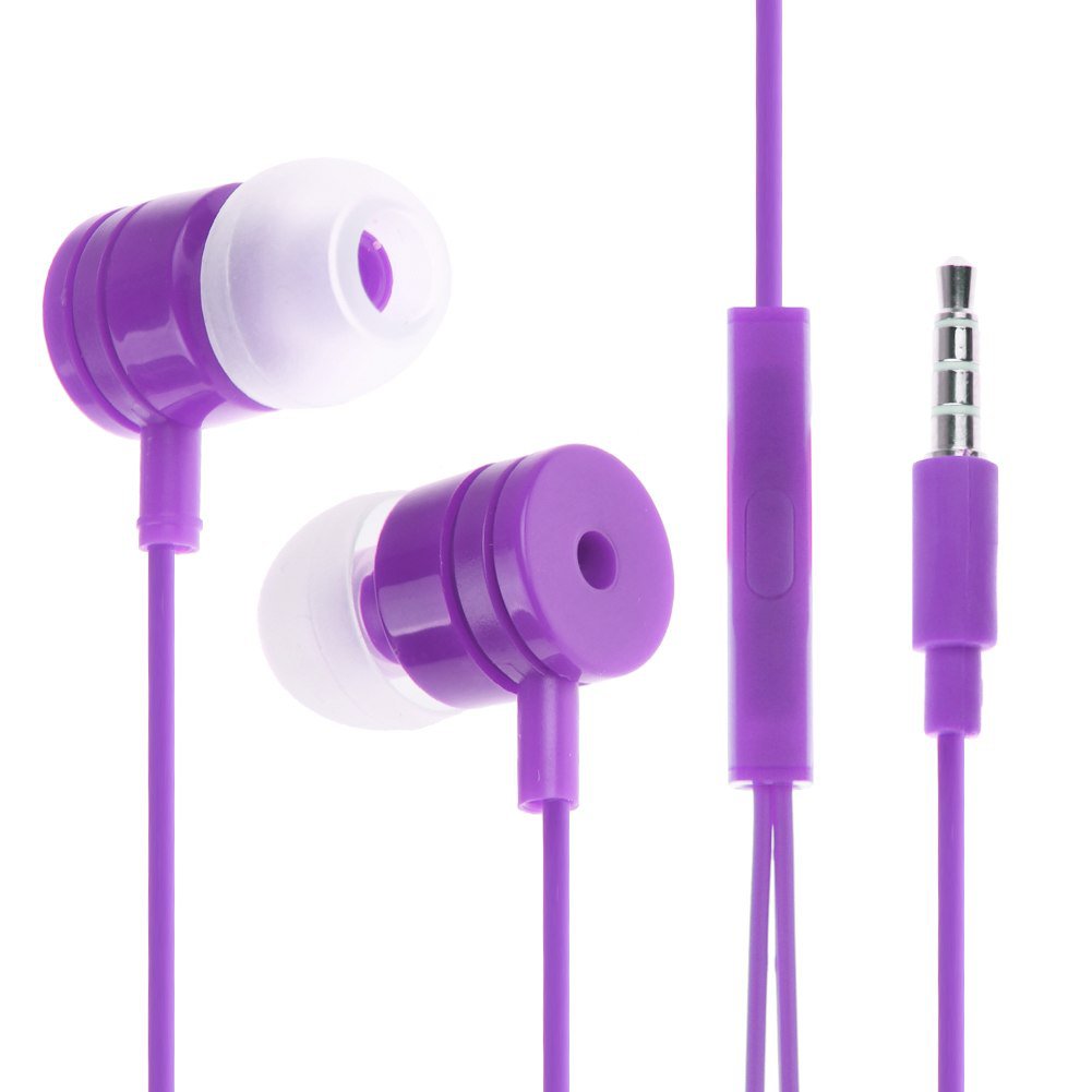 3.5mm In Ear Headphone Earphone Headset Earbud + Mic for iPhone iPod Samsung PC(COLOR PURPLE
