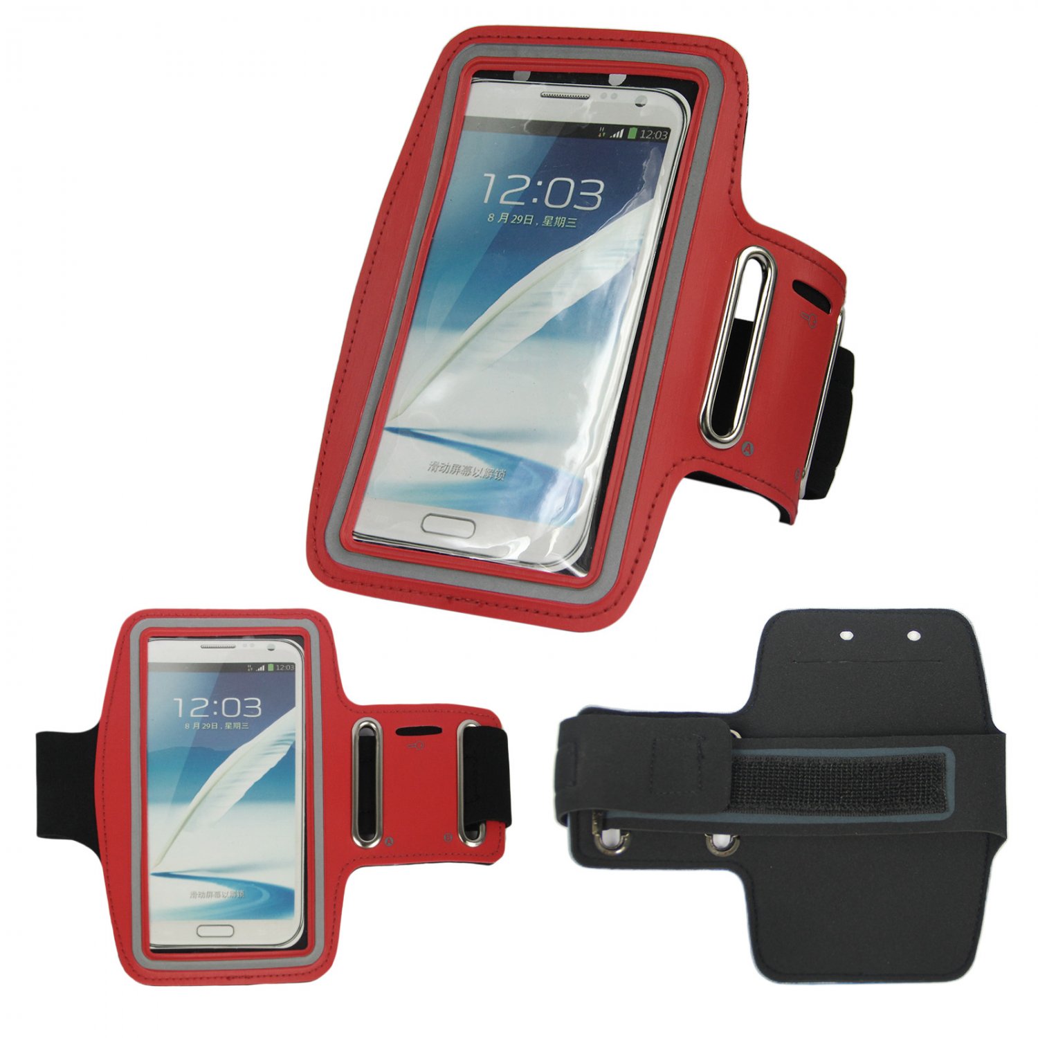 Sport Running Armband Holder Case Cover For Samsung Galaxy Note II 2 N7100 (COLOR RED