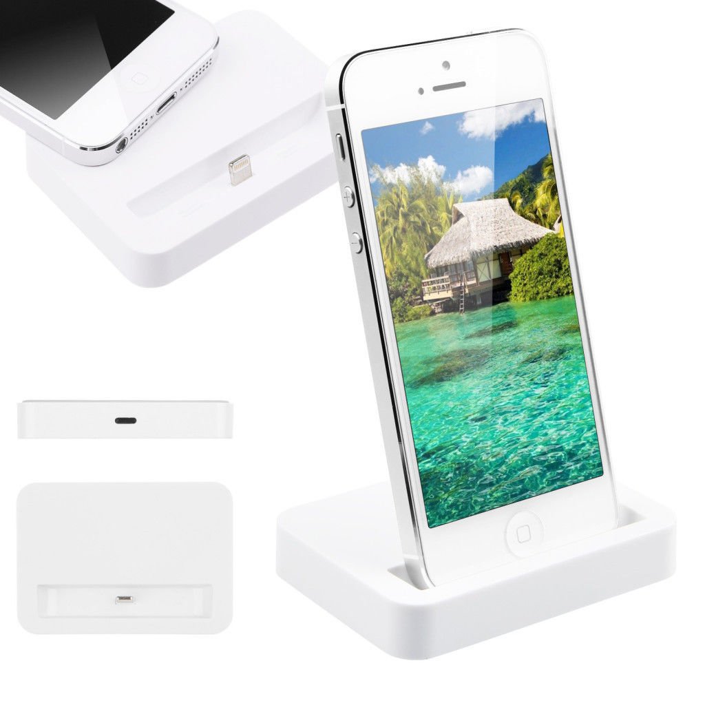 Apple iPhone 5 5S 5C Dock Charger Data Sync Cradle Base Holder Docking White