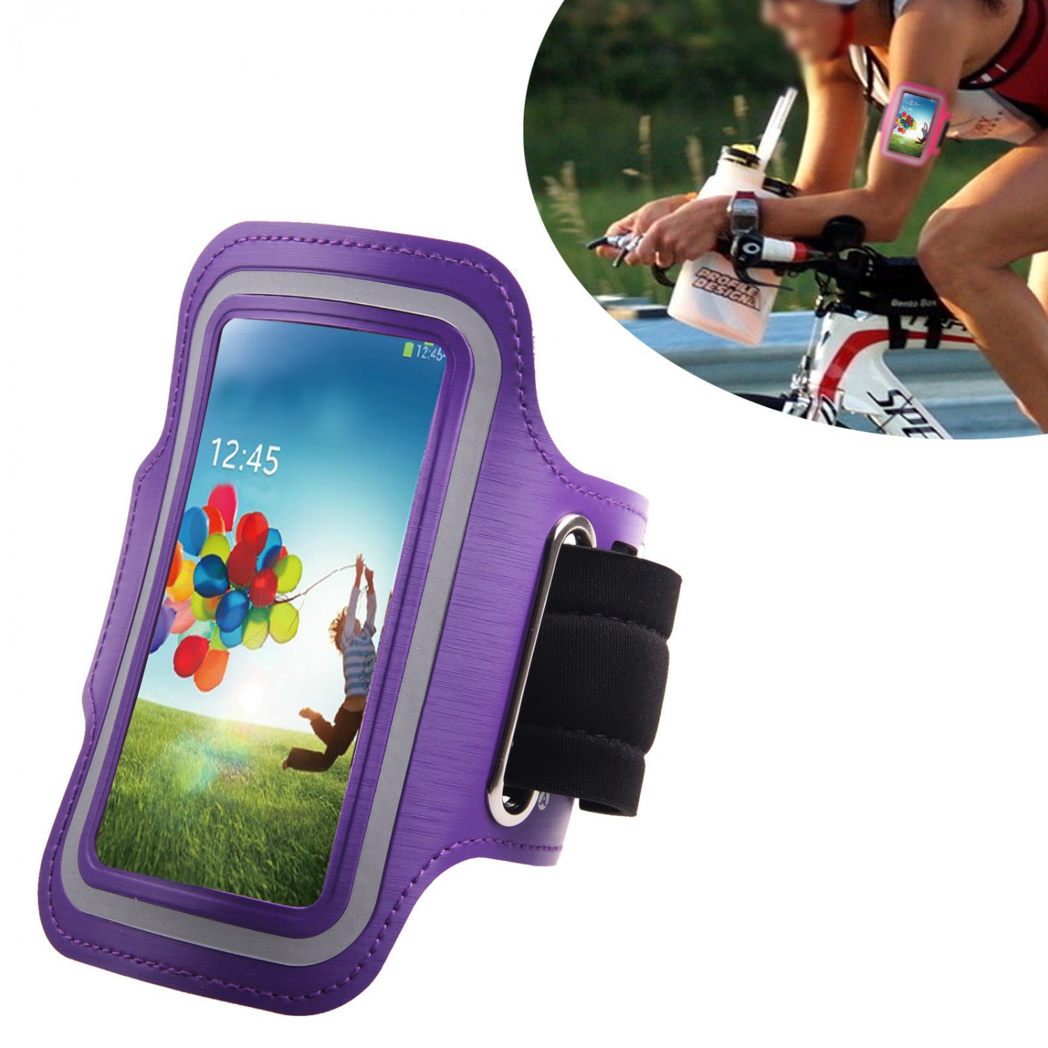 Armband Case Cover Holder Fr Samsung Galaxy S4 Mini i9190 (COLOR PURPLE