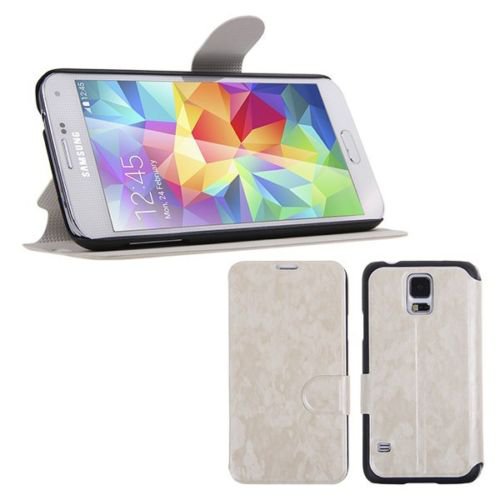 Magnetic Flip PU Leather Case Stand Cover Skin Pouch for Samsung Galaxy S5 G900 (COLOR WHITE
