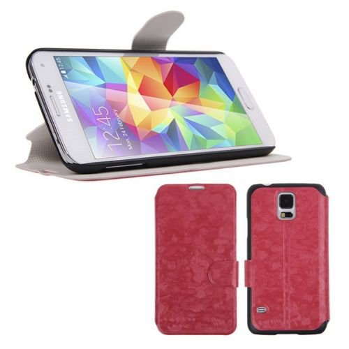 Magnetic Flip PU Leather Case Stand Cover Skin Pouch for Samsung Galaxy S5 G900 (COLOR RED