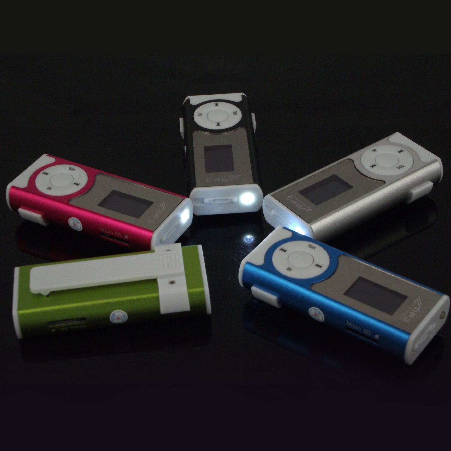 USB Mini Clip MP3 Player LCD Screen Support Micro SD TF Card With LED Light(color green