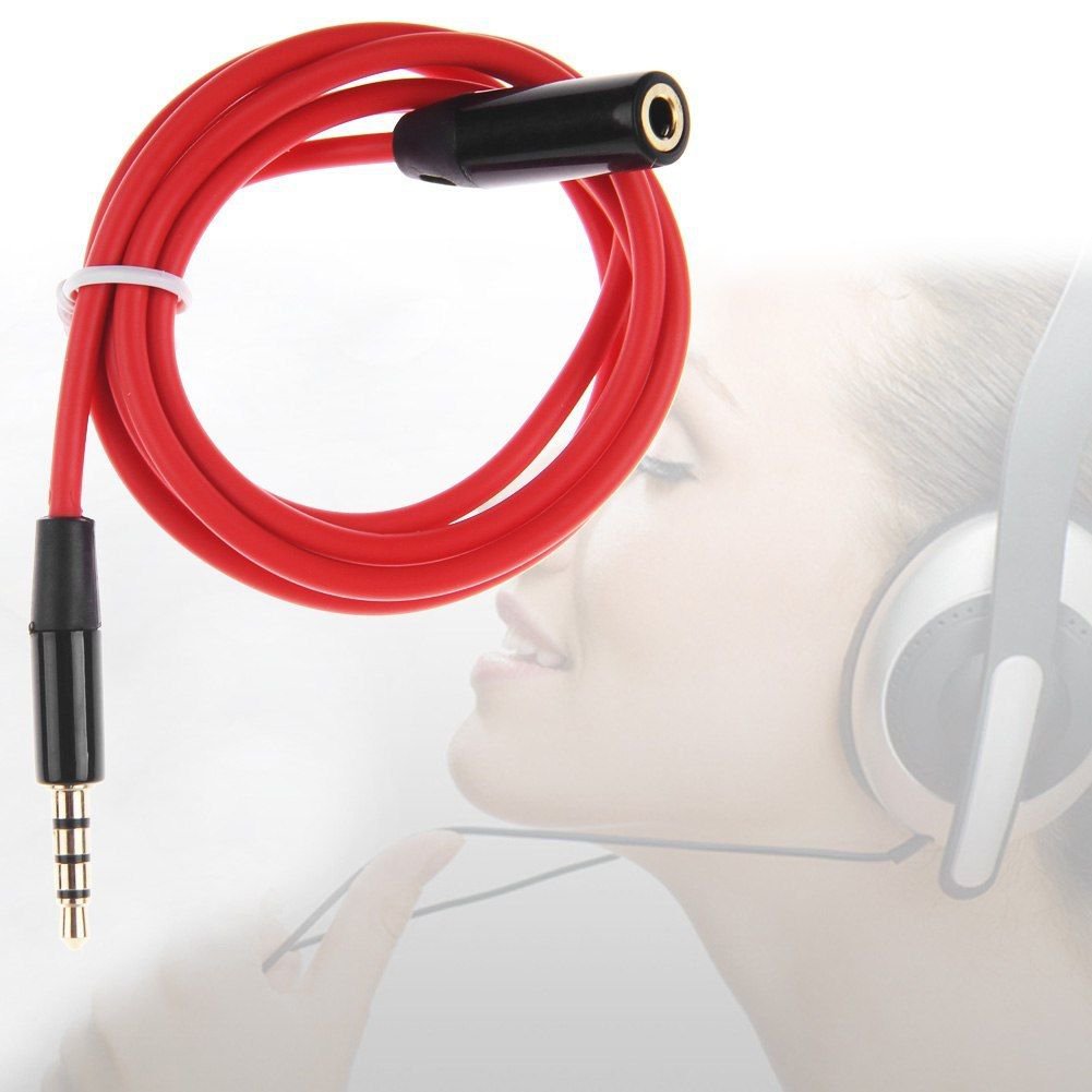 3.5mm Male to Female M/F Plug Jack Stereo Audio Headphone Extension Cable Red