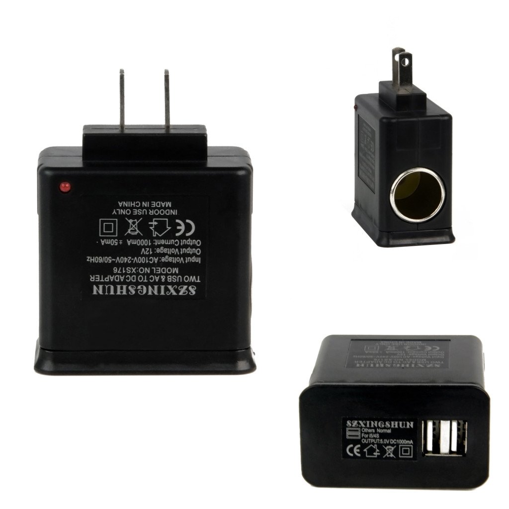 Universal 110V-240V AC Home Wall Power to DC Car Charger Adapter Converter+2 USB