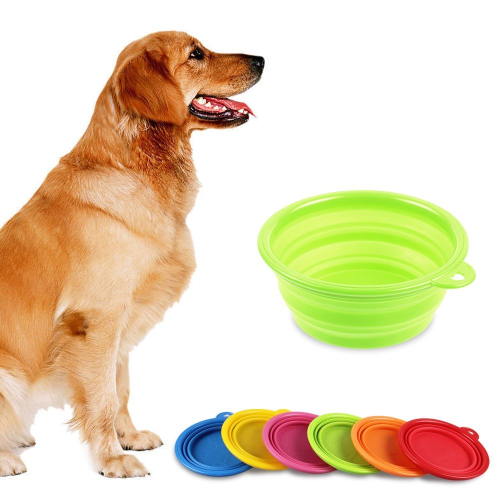 Pet Dog Cat Silicone Collapsible Fold-up Camping Travel Food Water Feeder Bowl