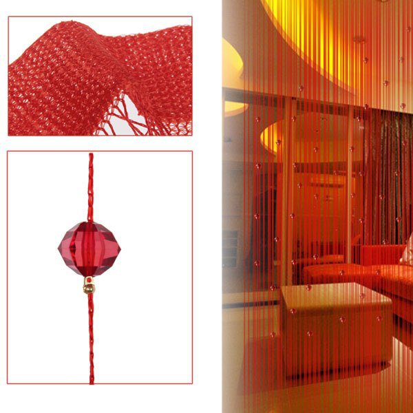 Beaded String Curtain Door Divider Crystal Beads Tassel Screen Panel Home Decor(color red