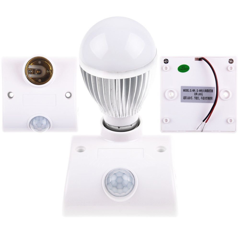 E27 Socket Infrared HumanBody Motion Sensor Automatic Light Lamp Holder Switch