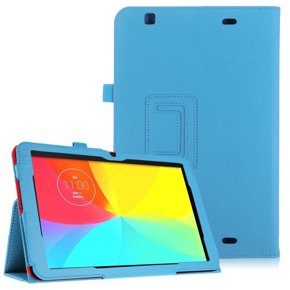 Luxury Magnetic Folio PU Leather Case Cover Stand for LG G Pad 10.1 V700 Tablet( color sky blue