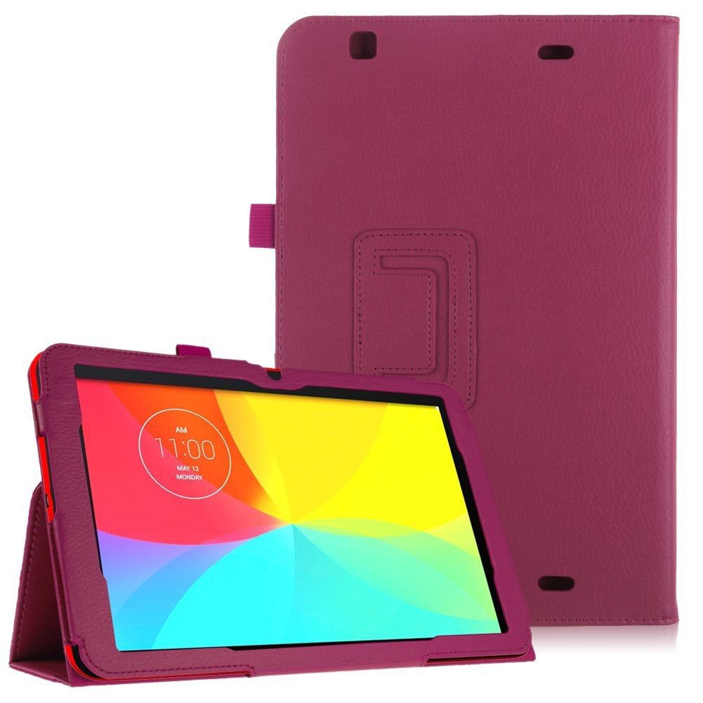 Luxury Magnetic Folio PU Leather Case Cover Stand for LG G Pad 10.1 V700 Tablet( color rose pink