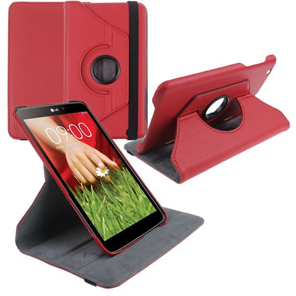 360 Rotating Folio Leather Case Cover Stand for LG G Pad Gpad 8.3" V500 Tablet( color red