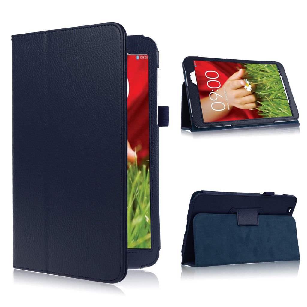 Folding Folio PU Leather Case Cover w/ Stand for LG G Pad 8.3" V500 Tablet PC (color blue