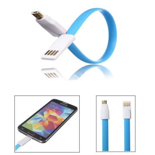 22CM Magnet Flat Short 5Pin Micro USB Data Charger Cable Cord For Samsung HTC L (COLOR BLUE