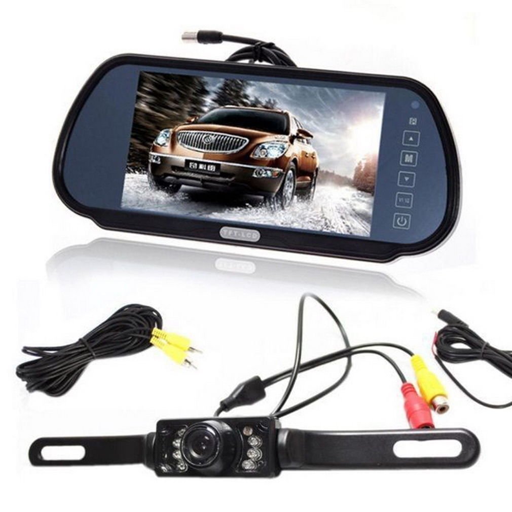 7" LCD Car Rear View Backup Parking Blue Mirror Monitor Camera Night Vision
