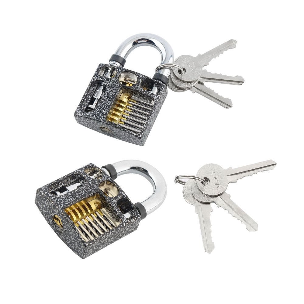 Locksmith Transparent Visable Cutaway Practice Padlock Lock training Skill Pick