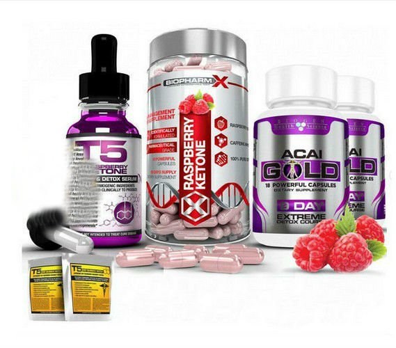 RASPBERRY KETONE CAPSULES + SERUM + ACAI GOLD SLIMMING PILLS