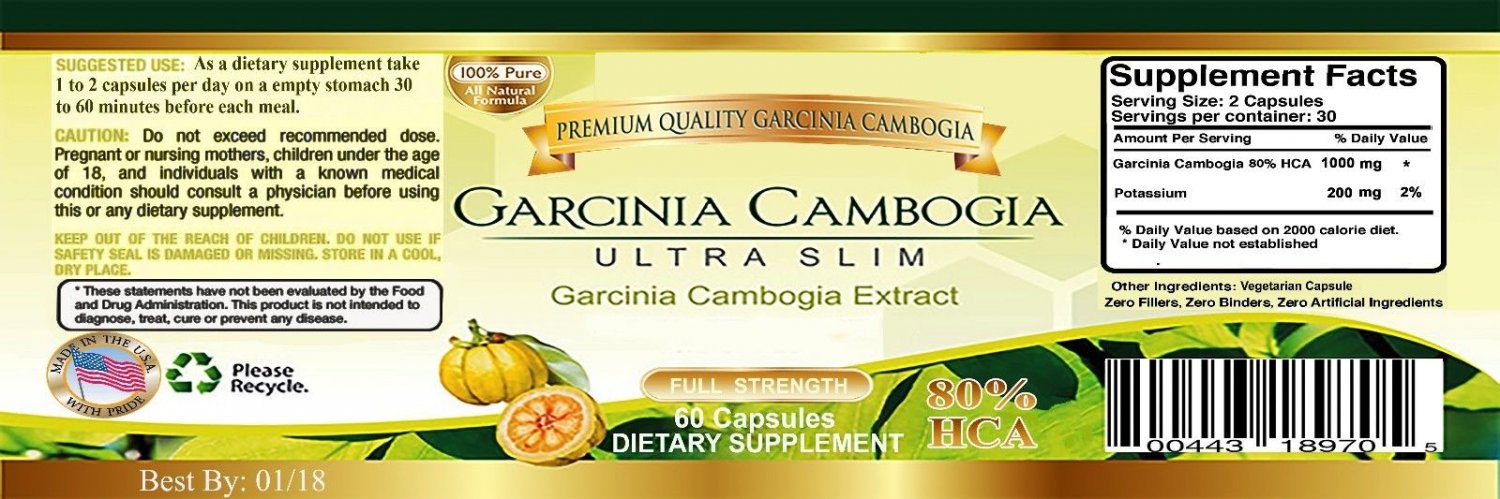 Weight Loss Diet Pills Fat Burner Ultra Slim 80% HCA Garcinia Cambogia Extract