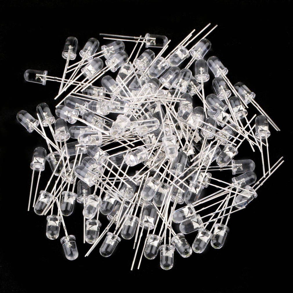 100Pcs 5mm White Ultra-Bright LED Light Lamp Emitting Diodes 15000MCD