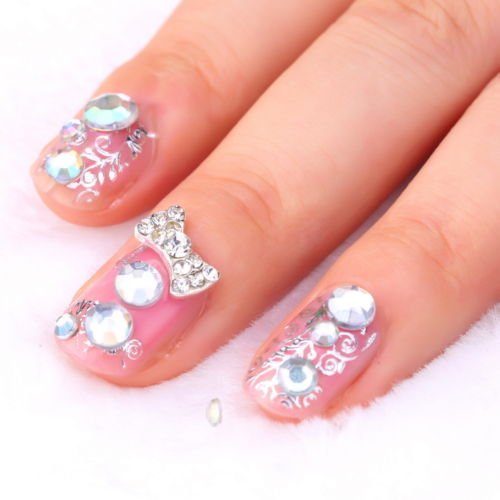 300Pcs 3D Rhinestones Glitter Diamond Gems Tips DIY Nail Art Decoration Wheel GGT6