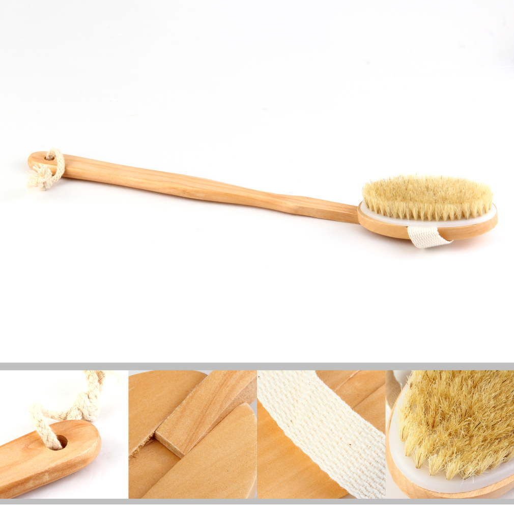 Natural Long Wood Wooden Body Brush Massager Bath Shower Back Spa Scrubber BV6