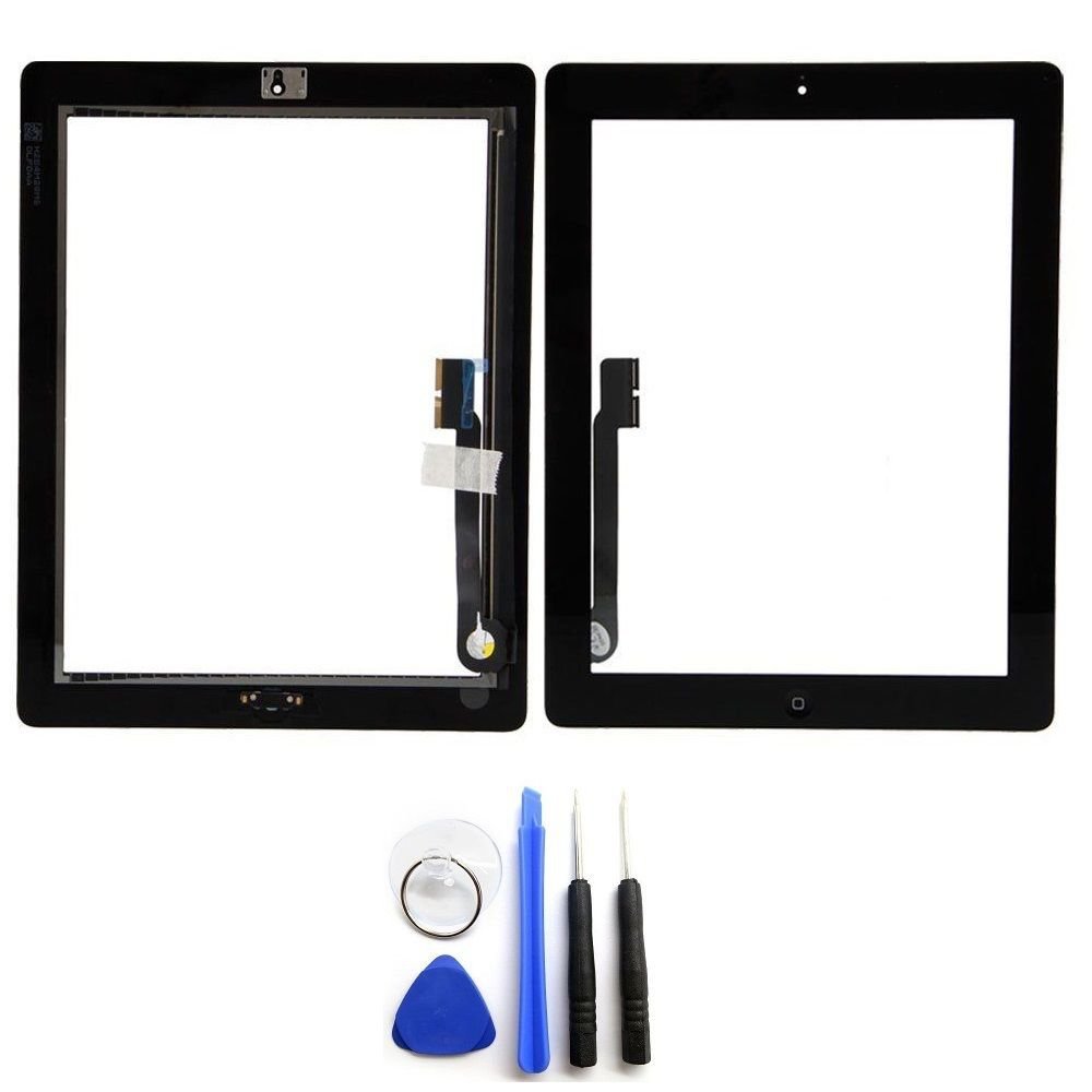 Black Glass Touch Screen Digitizer W/ Home Button Assembly for iPad 3 4 + Tools AS3