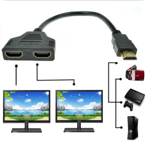1080P HDMI Port Male to 2 Female 1 In 2 Out Splitter Cable Adapter Converter V1