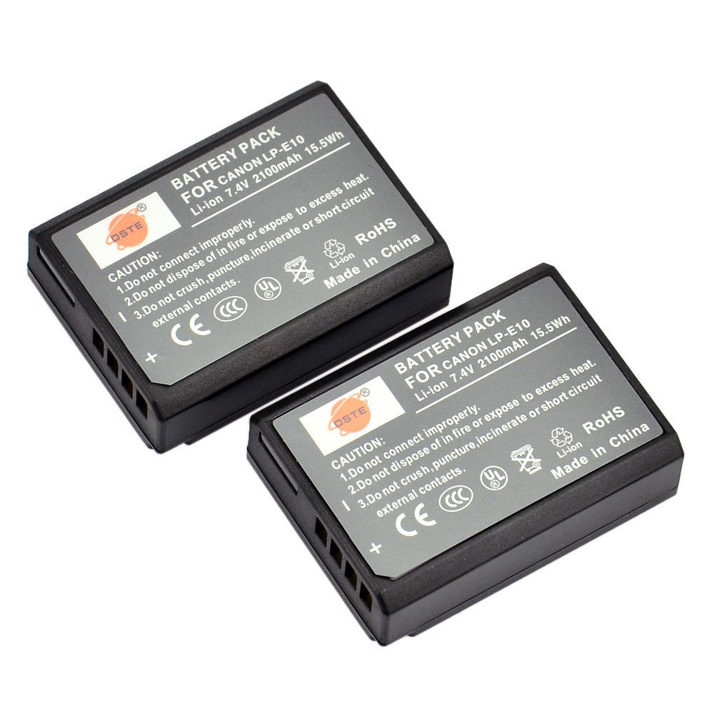 2PCS DSTE LP-E10 Rechargeable Battery For Canon 1100D 1200D KISS X50 REBEL T3 VW0