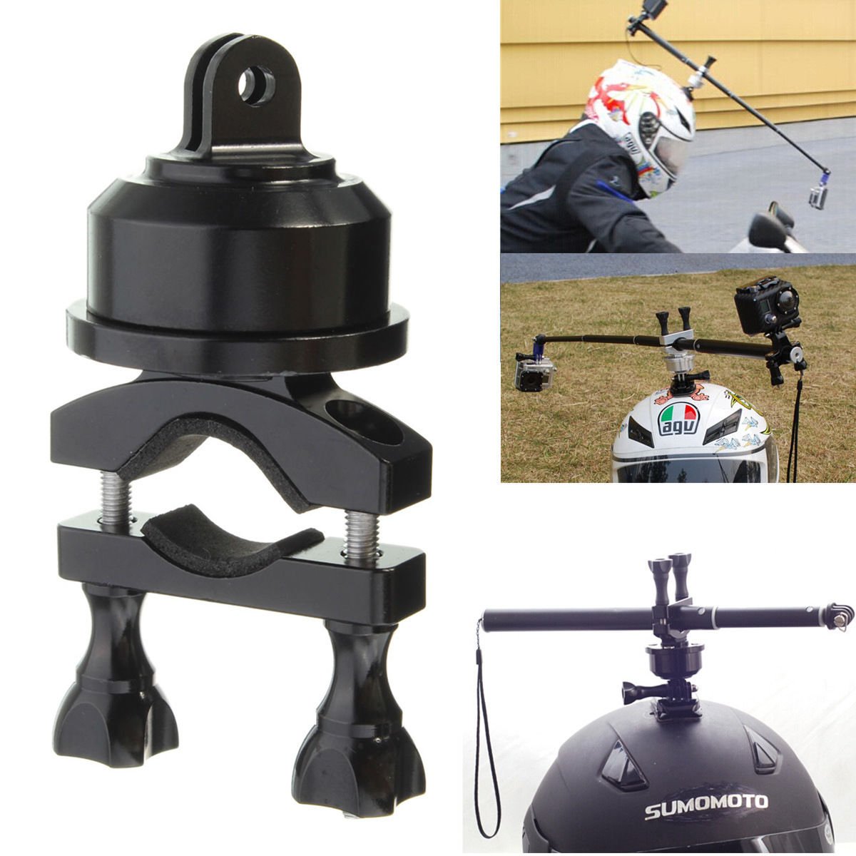 360 Rotating Swivel Helmet Self Shot Pole Mount Adapter For Gopro 3 3+ 4 Session VW2